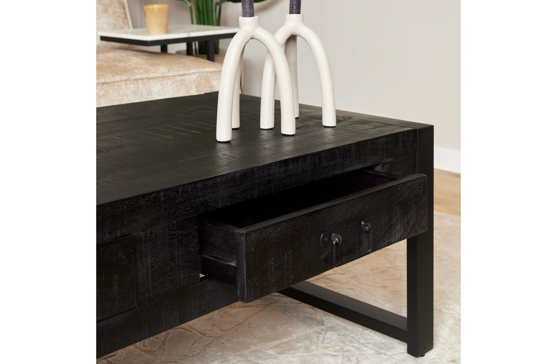 Zwarte salontafel Britt Black | 120 met lades