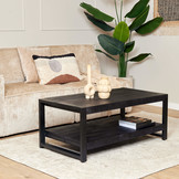Zwarte salontafel Britt Black met onderblad | 110