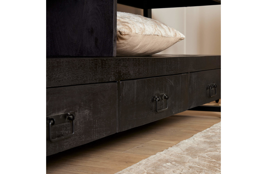 Zwart tv meubel Britt Black met lades | 220 cm