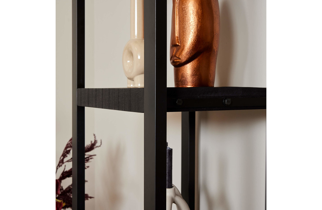 Zwarte boekenkast Britt black met deur | 200 x 55 cm