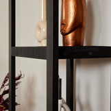 Zwarte boekenkast Britt black met deur | 200 x 55 cm
