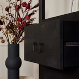 Zwarte boekenkast Britt Black met 3 lades | 200 x 55 cm