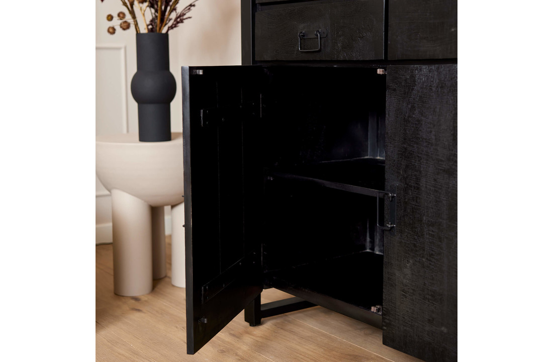 Zwarte vitrinekast Britt Black | 115 cm