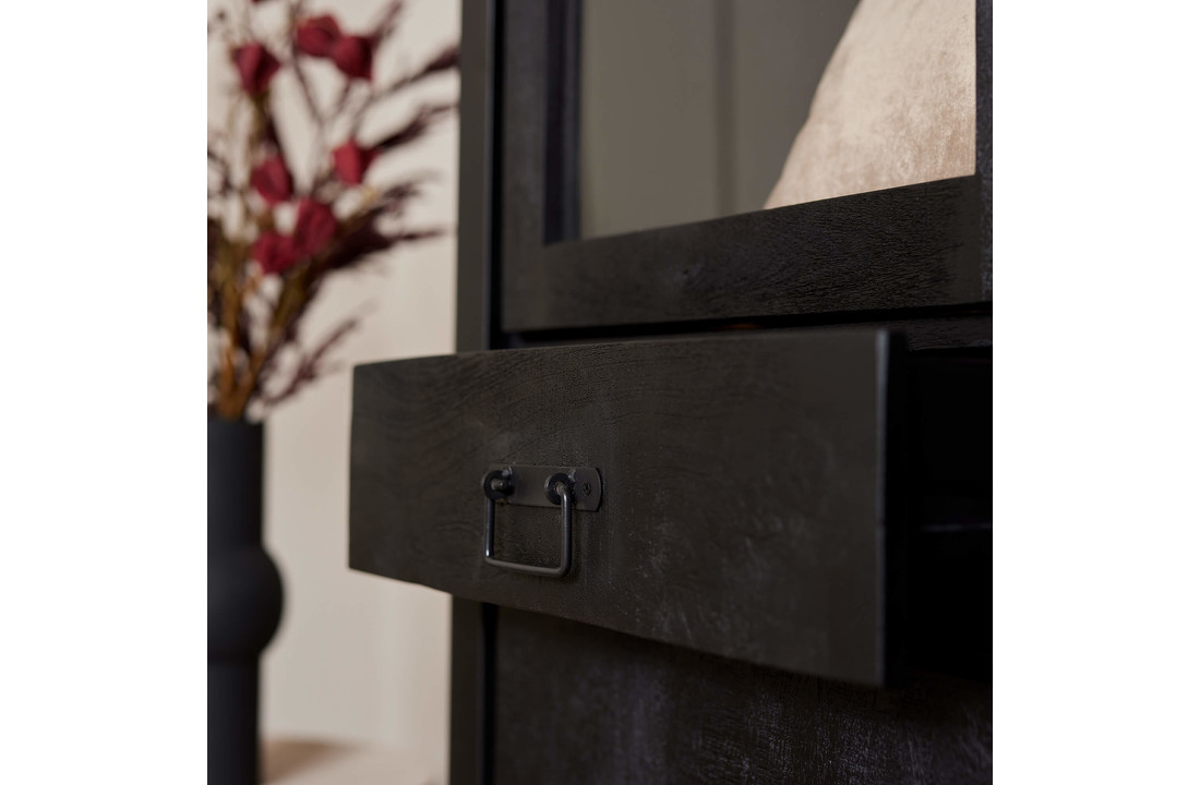 Zwarte vitrinekast Britt Black | 115 cm
