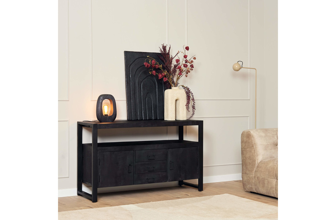 Zwart dressoir Britt Black | 135 cm | Met lades en deuren