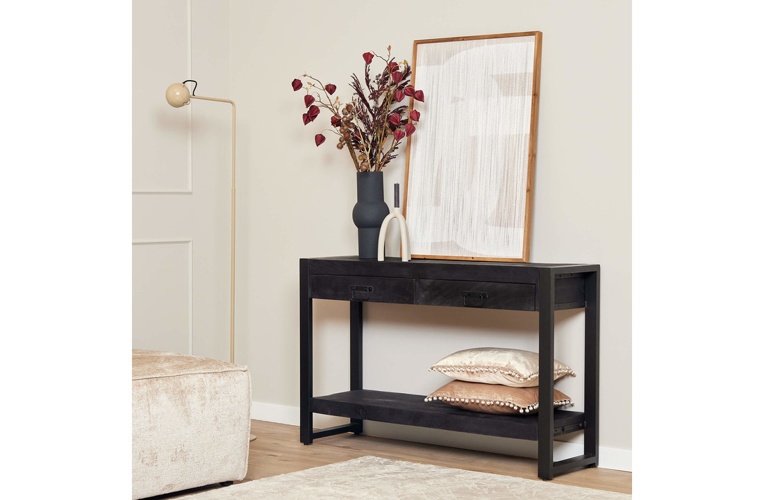 Zwarte sidetable Britt Black | 120 cm