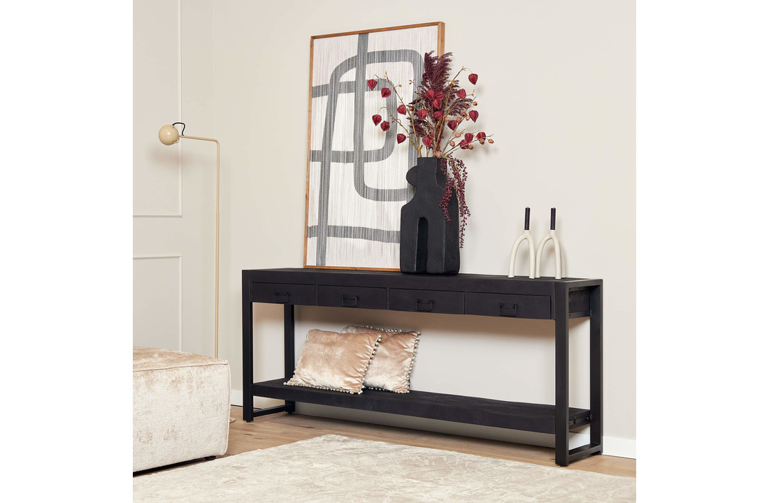 Zwarte sidetable Britt Black | 180 cm