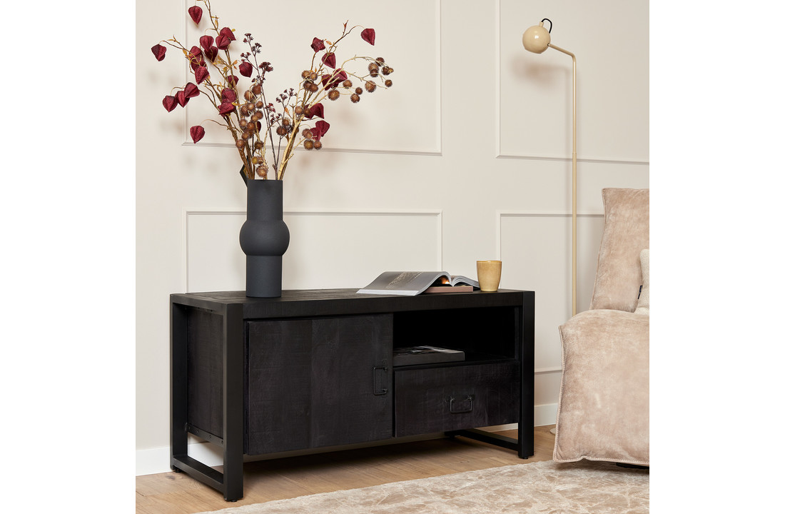 Tv meubel Britt Black 110 cm | Één deur één lade