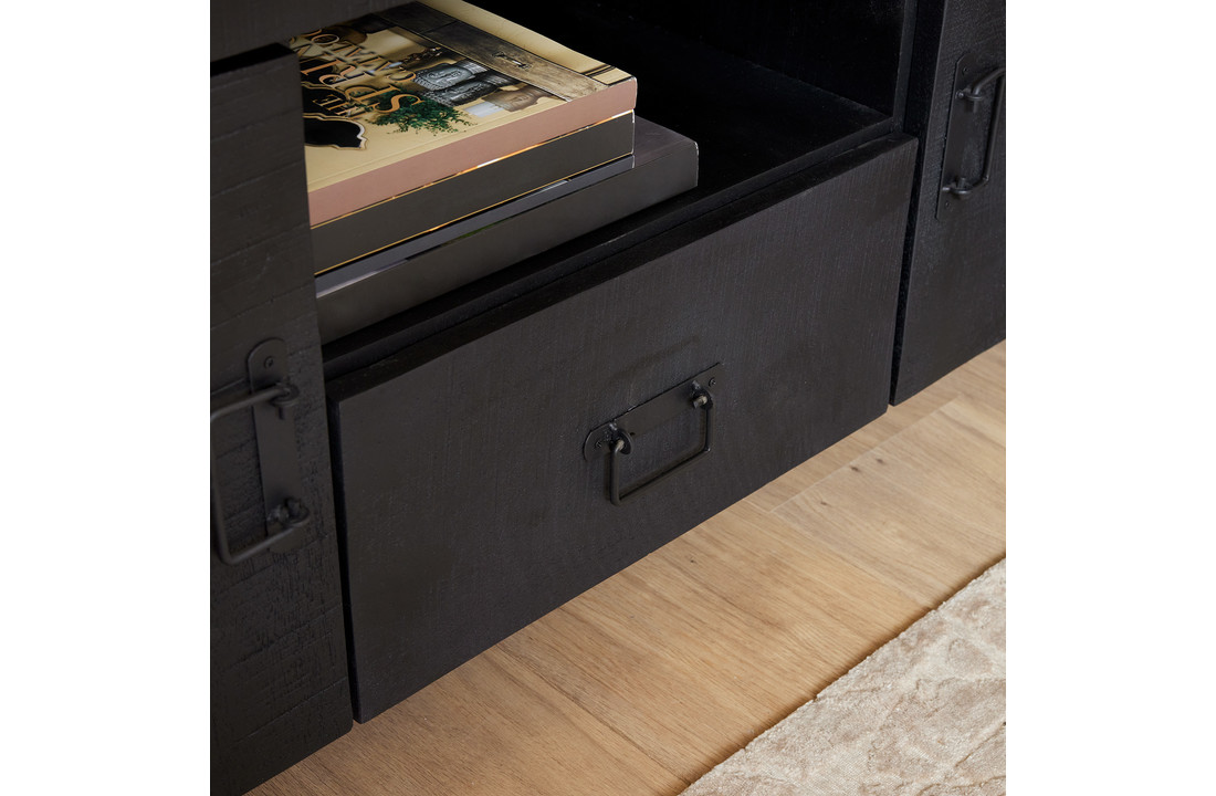 Tv meubel Britt Black 150 cm | Twee deuren en een lade