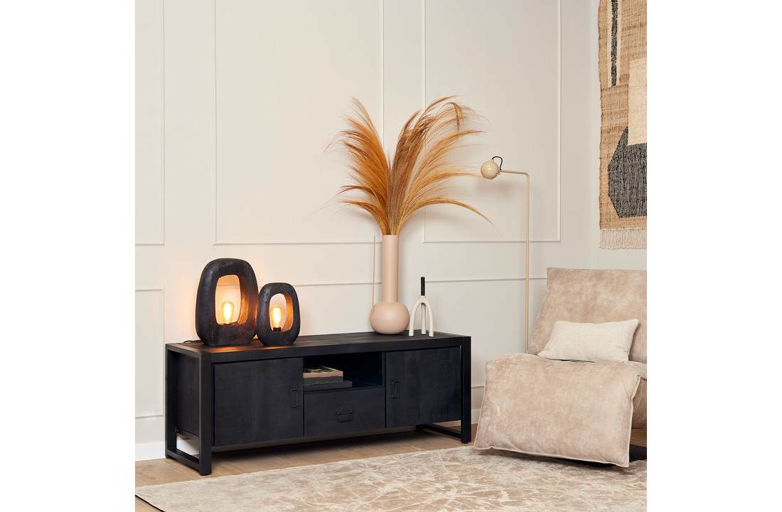 Tv meubel Britt Black 150 cm | Twee deuren en een lade