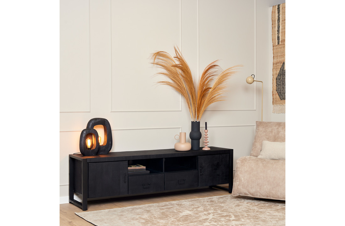 Tv meubel Britt Black 200 cm | Twee deuren en twee lades