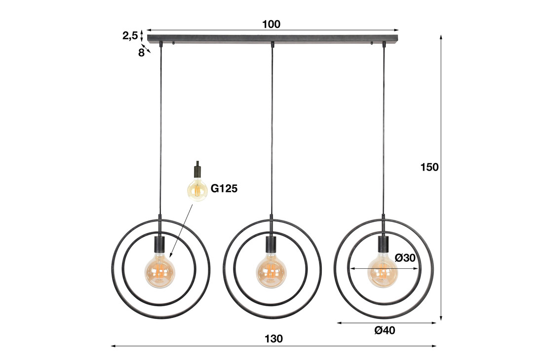 Metalen hanglamp | Scranton 3L