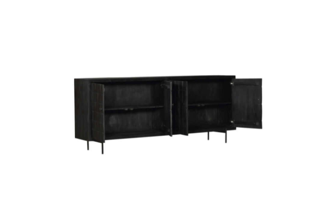 Dressoir Brandy Black | 220 cm | 4 deuren
