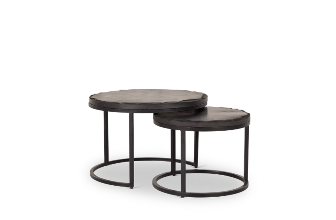 Salontafel set Ora | Zwart kadappa stone 60-45 cm