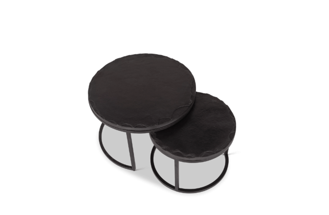Salontafel set Ora | Zwart kadappa stone 60-45 cm