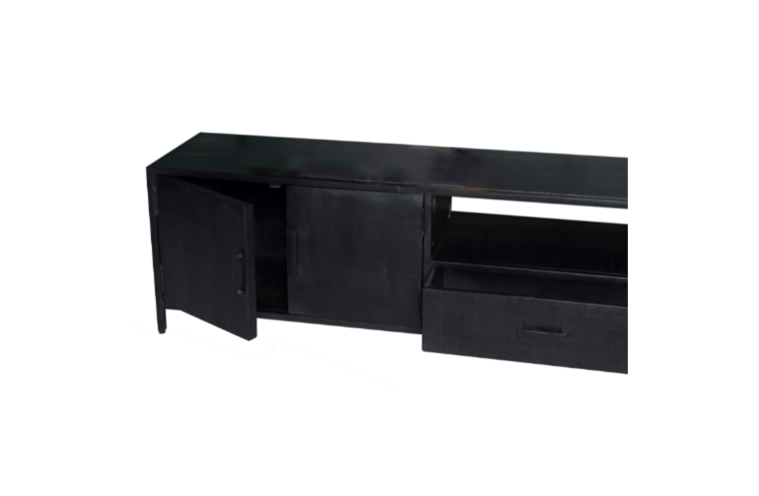 Zwart tv-meubel Kala | 220 cm