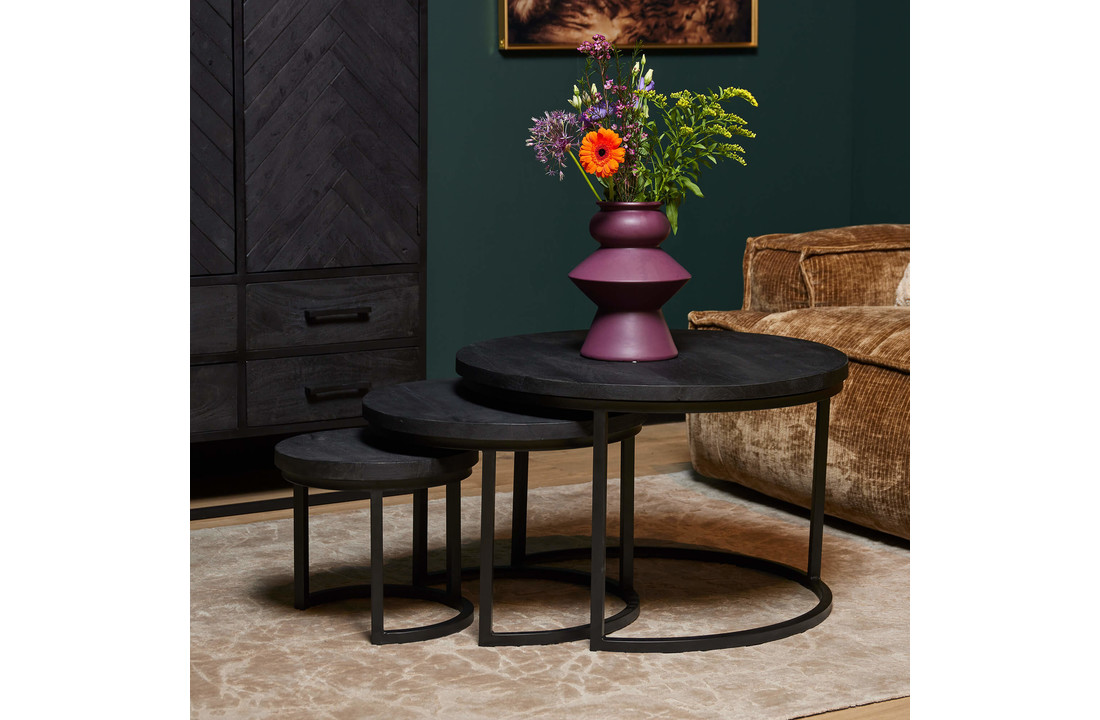 Coffee table Triole all black | Set of 3