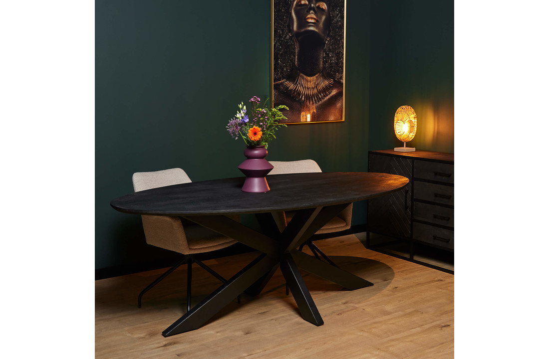 Ovale eettafel zwart 210 cm | New York | Mangohout