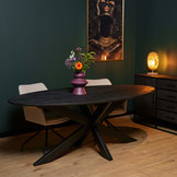 Ovale eettafel zwart 210 cm | New York | Mangohout