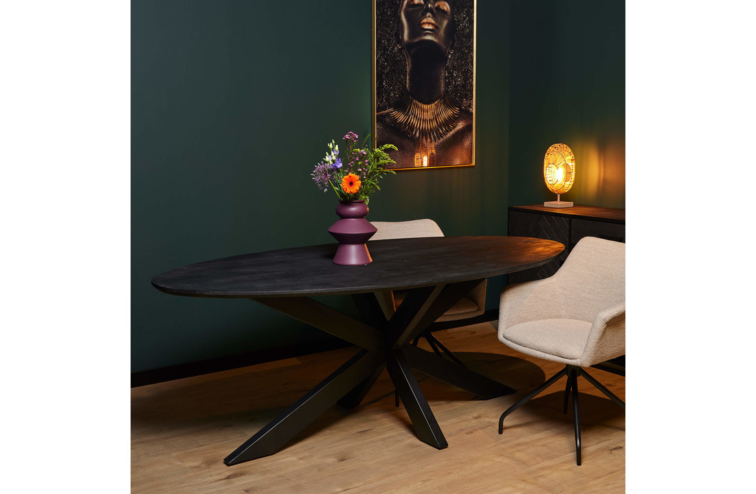 Ovale eettafel zwart 210 cm | New York | Mangohout