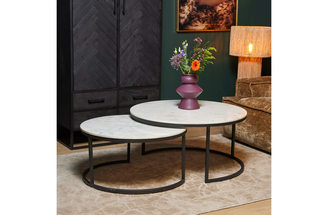 Salontafel Nova | Set van 2 | 90 cm | Wit marmer