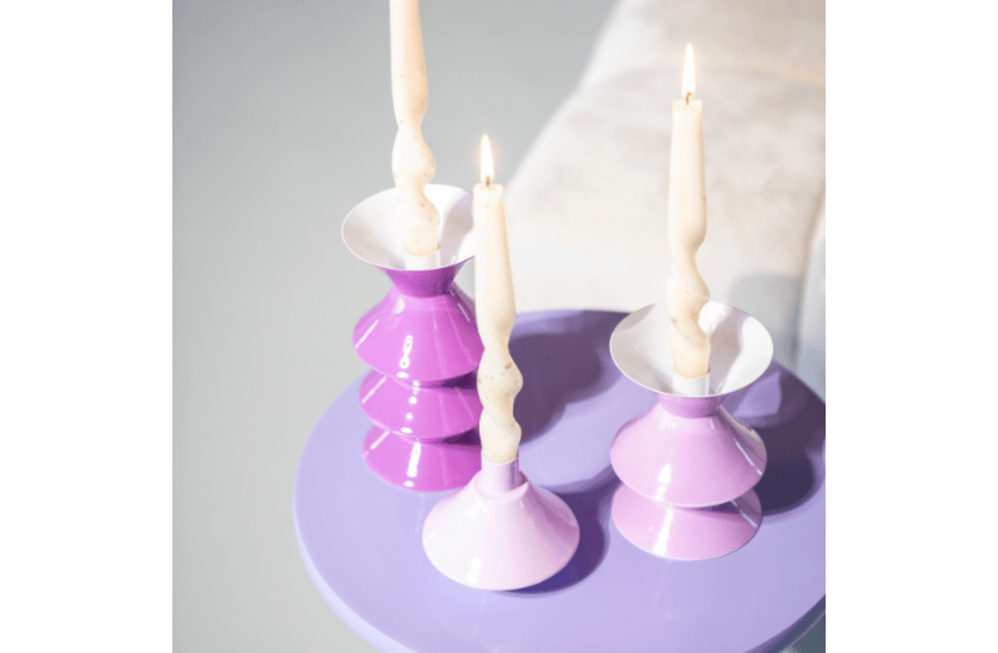 Kandelaar Yack - lilac (set van 3)