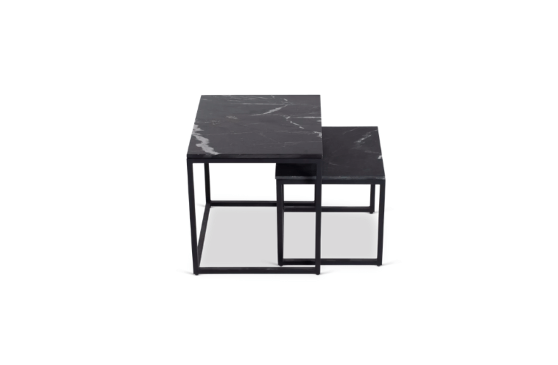 Salontafel set Daan | Zwart marmer 50-40 cm