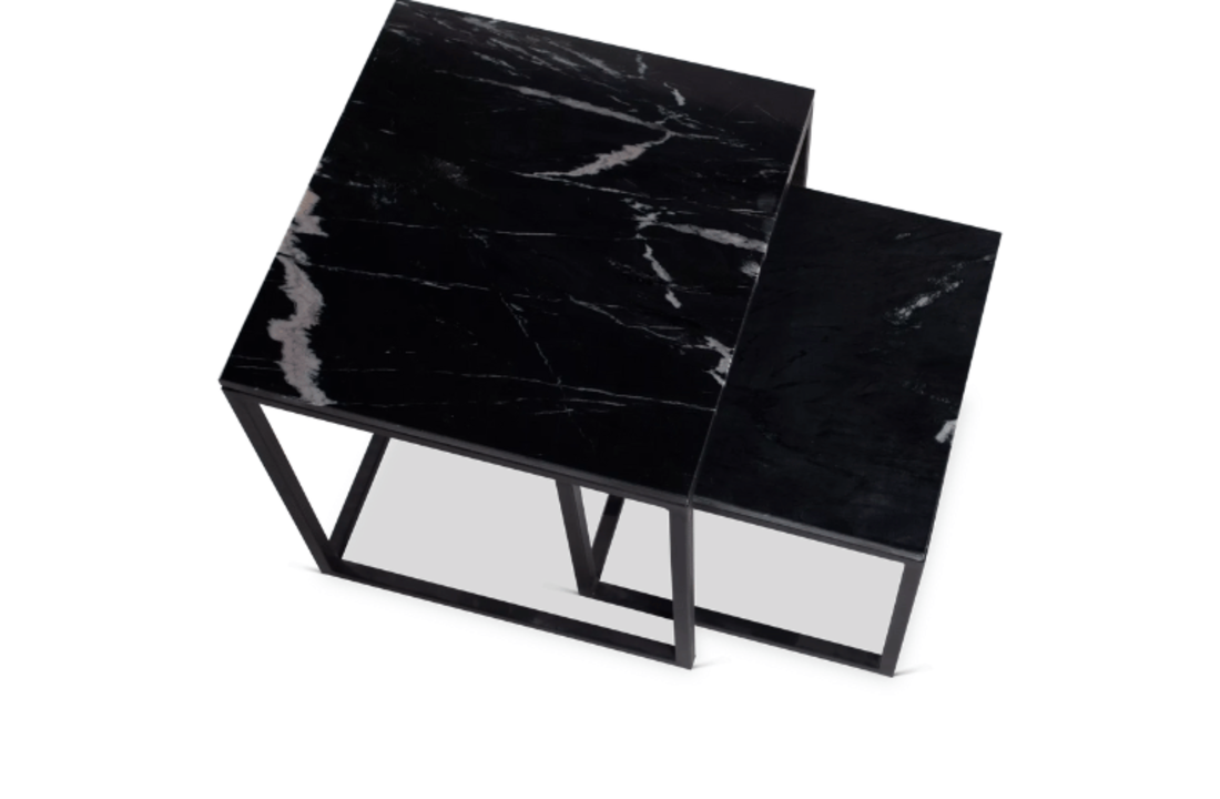 Salontafel set Daan | Zwart marmer 50-40 cm