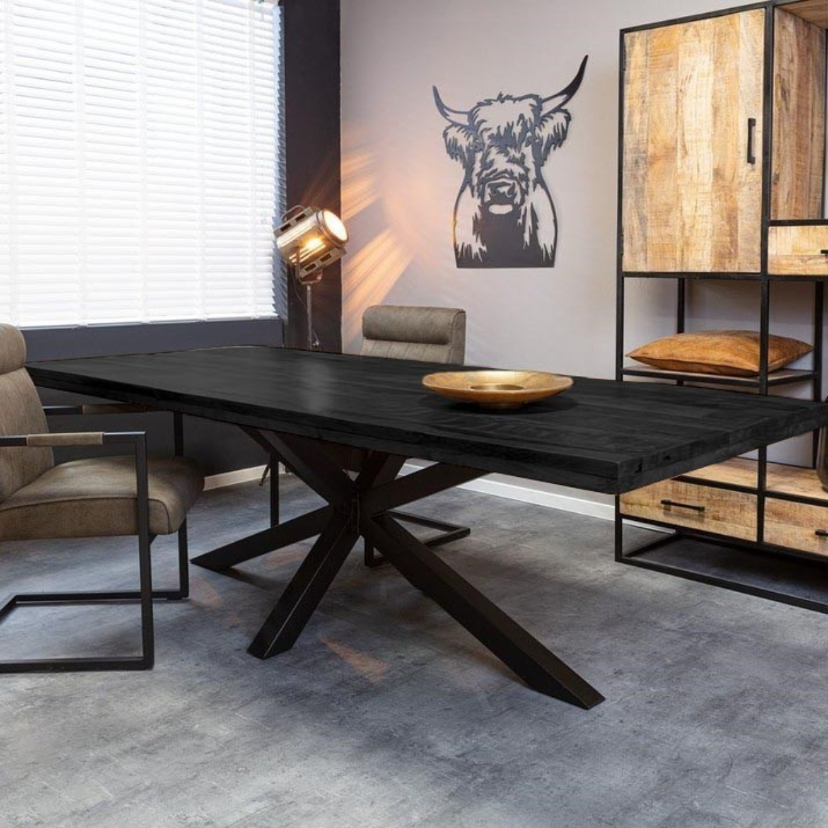 Mangohouten eettafel Denver Black | 200 cm