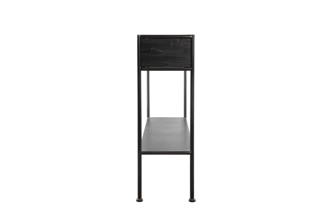 Sidetable Ray Black | Hout en metaal | 2 lades