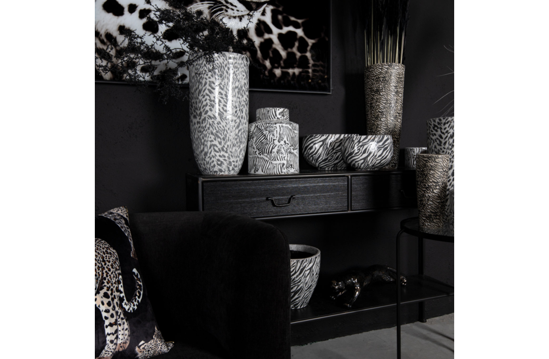 Sidetable Ray Black | Hout en metaal | 2 lades