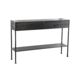 Sidetable Ray Black | Hout en metaal | 2 lades