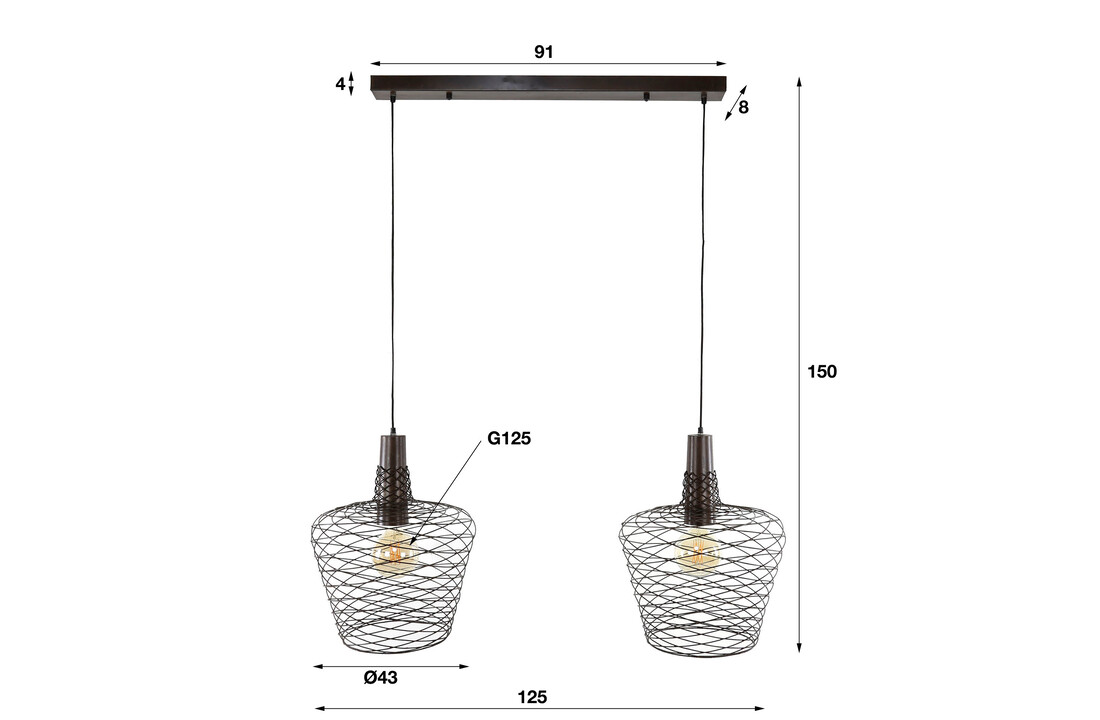 Hanglamp Accent | 2L | Antiek koper finish