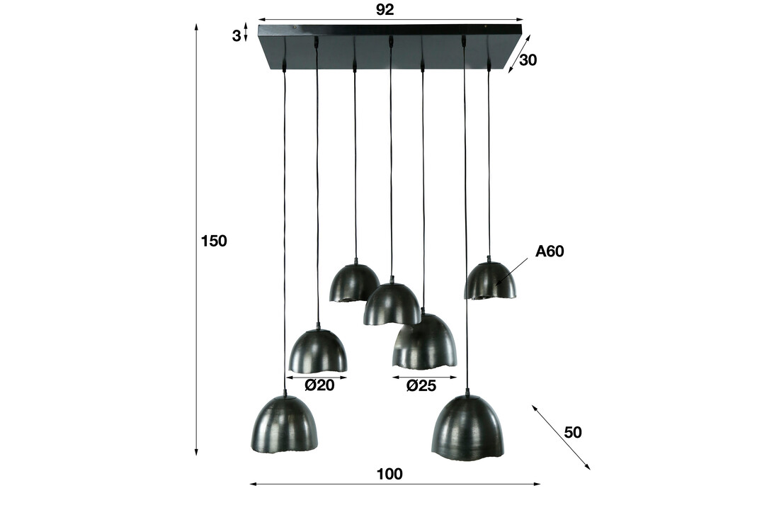 Hanglamp Mirror | Zwart nikkel | 7L