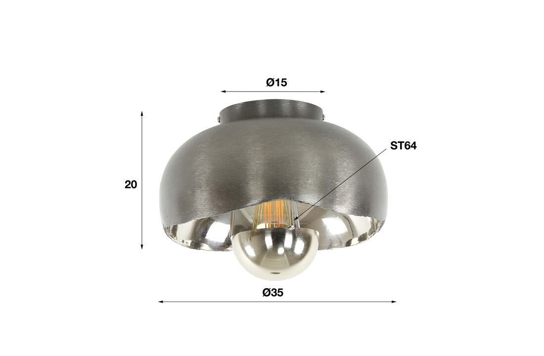Plafondlamp Mirror | Zwart nikkel | Ø35