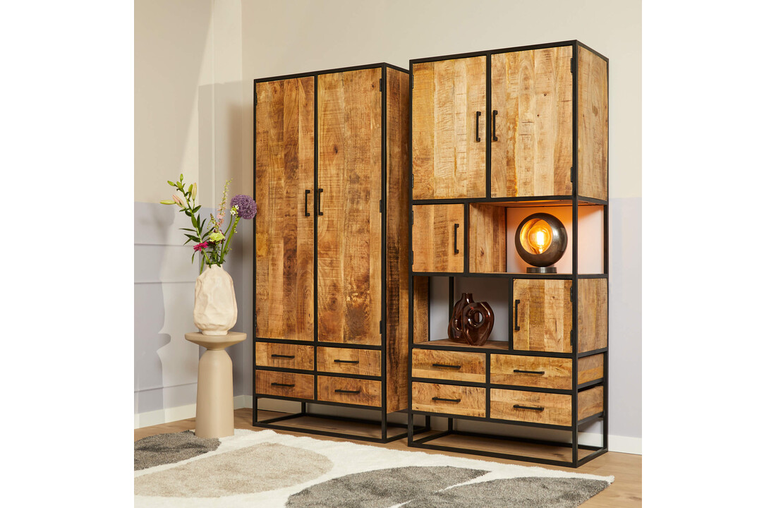 Kabinet kast industrieel mangohout 90cm | Denver