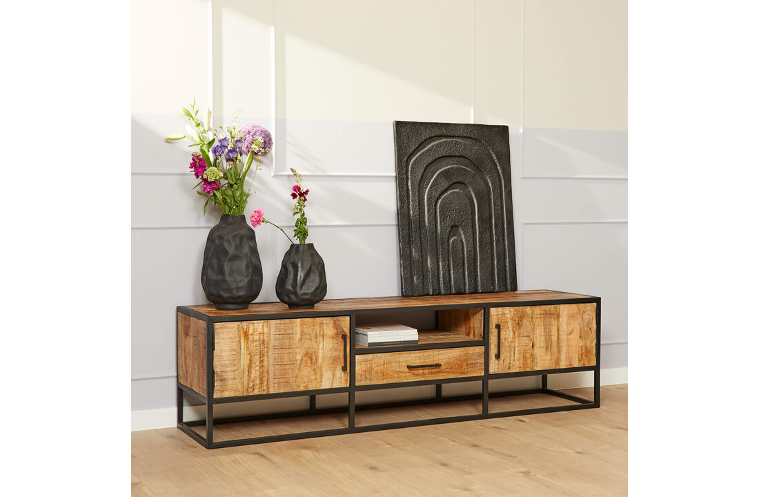 Industrieel tv meubel mangohout 180cm | Denver