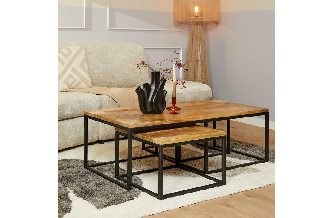 Rechthoekige Salontafel set Denver | Mangohout