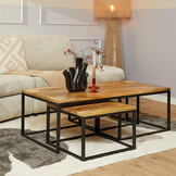 Rechthoekige Salontafel set Denver | Mangohout