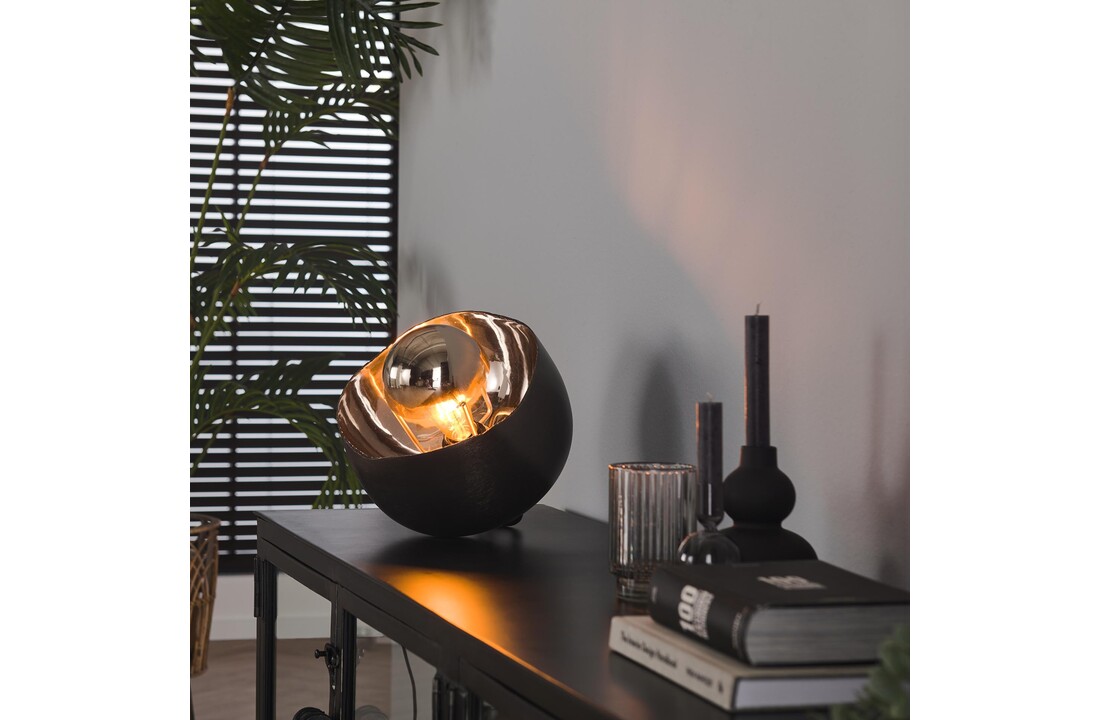 Tafellamp Mirror | Zwart nikkel | Ø28