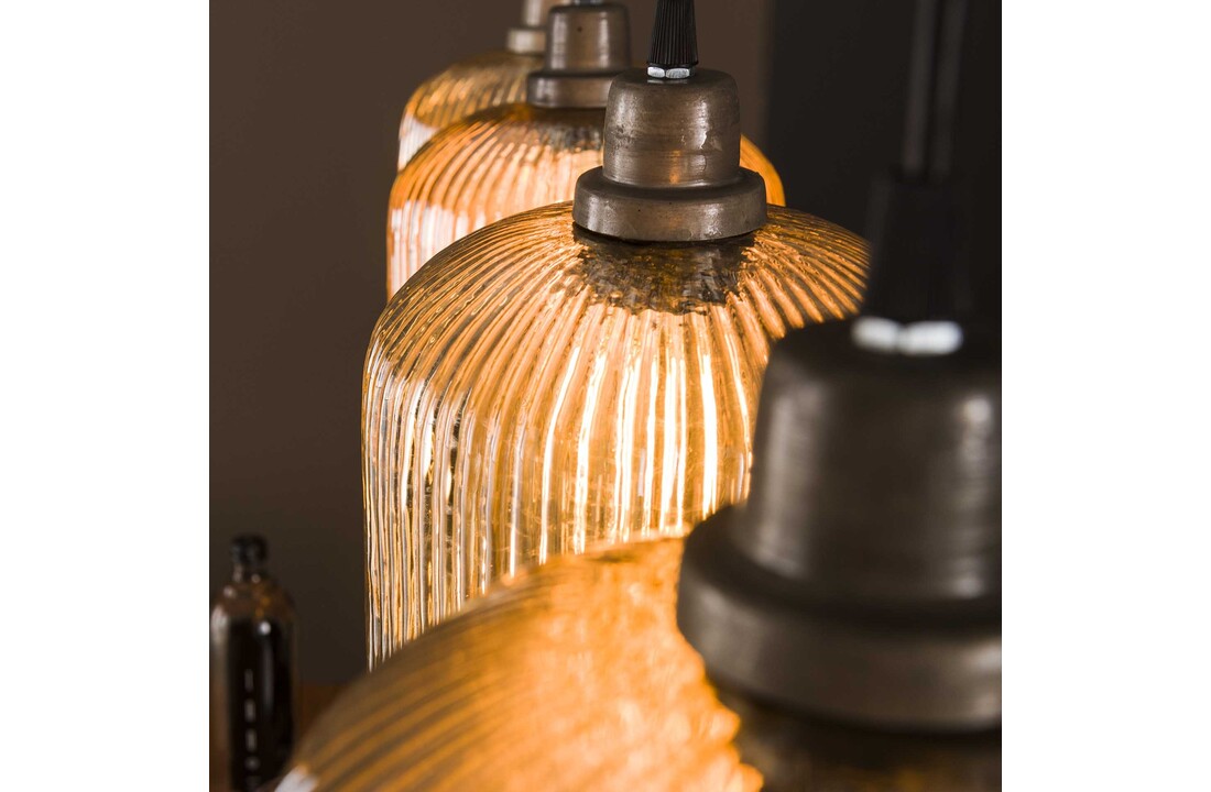 Hanglamp Stripe Cilinder | 4L | Amberkleurig glas