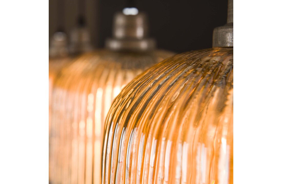 Hanglamp Stripe Cilinder | 4L | Amberkleurig glas
