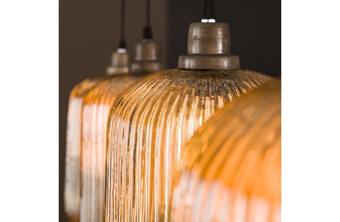 Hanglamp Stripe Cilinder | 4L | Amberkleurig glas