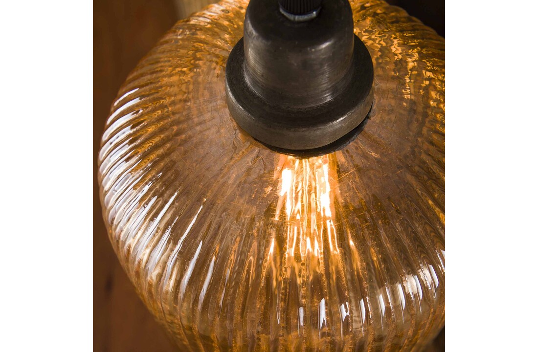 Hanglamp Stripe Cilinder | 4L | Amberkleurig glas