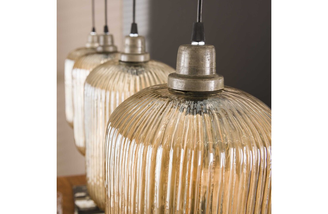 Hanglamp Stripe Cilinder | 4L | Amberkleurig glas