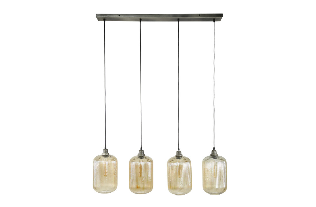 Hanglamp Stripe Cilinder | 4L | Amberkleurig glas