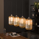Hanglamp Stripe Cilinder | 4L | Amberkleurig glas