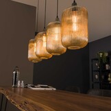 Hanglamp Stripe Cilinder | 4L | Amberkleurig glas