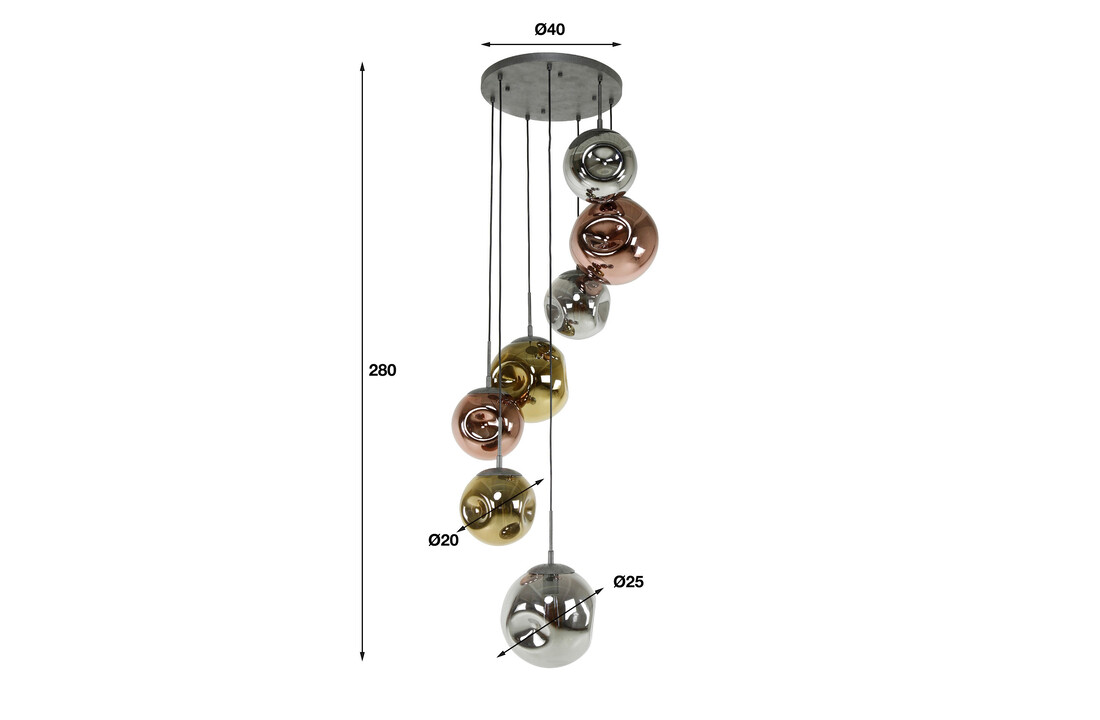 Hanglamp Stellar getrapt | 7L | Oud zilver