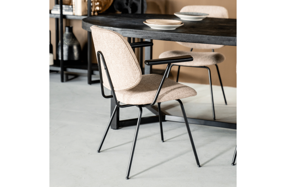 Eetkamerstoel Lynn met armleuning | Beige
